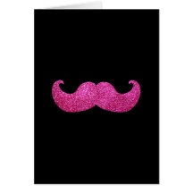 Pink Bling Mustache (Faux Glitter Graphic) Greeting Cards