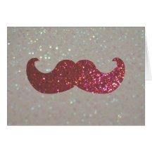 Pink Bling Mustache (Faux Glitter Graphic) Card