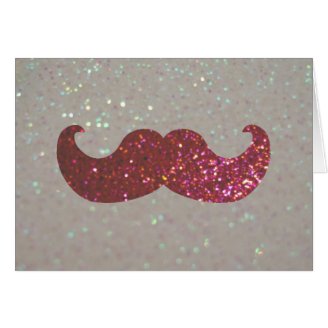 Pink Bling Mustache (Faux Glitter Graphic) Card