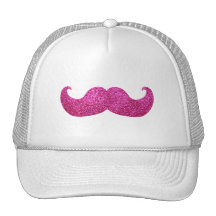 Pink Bling Mustache (Faux Glitter Graphic) Mesh Hats