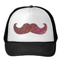 Pink Bling Mustache (Faux Glitter Graphic) Mesh Hat