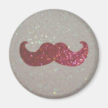 Pink Bling Mustache (Faux Glitter Graphic) Fridge Magnets