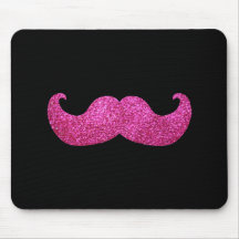 Pink Bling Mustache (Faux Glitter Graphic) Mouse Pads