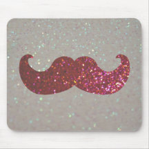 Pink Bling Mustache (Faux Glitter Graphic) Mousepad
