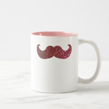 Pink Bling Mustache (Faux Glitter Graphic) Coffee Mugs