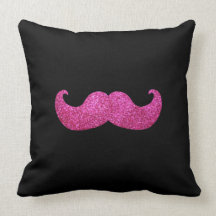 Pink Bling Mustache (Faux Glitter Graphic) Pillows