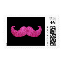Pink Bling Mustache (Faux Glitter Graphic) Postage Stamps