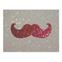 Pink Bling Mustache (Faux Glitter Graphic) Postcards