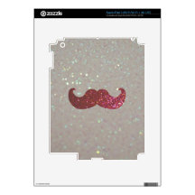 Pink Bling Mustache (Faux Glitter Graphic) Decals For iPad 3