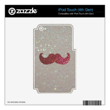 Pink Bling Mustache (Faux Glitter Graphic) iPod Touch 4G Decals