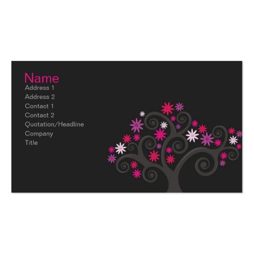 Pink Blooms Profile Card Business Card Templates (front side)