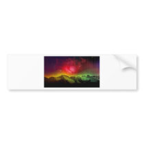 Pink Blossom Aurora Borealis Over A Rocky Mountain Bumper Stickers