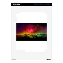Pink Blossom Aurora Borealis Over A Rocky Mountain iPad 3 Decal