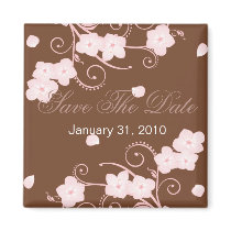 Pink Blossom Save The Date Wedding Announcement magnets