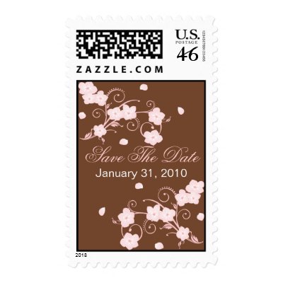 Pink Blossom Save The Date Wedding Announcement Postage
