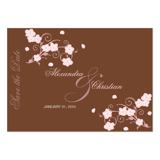 Pink Blossom Save The Date Wedding MiniCard Business Cards (front side)