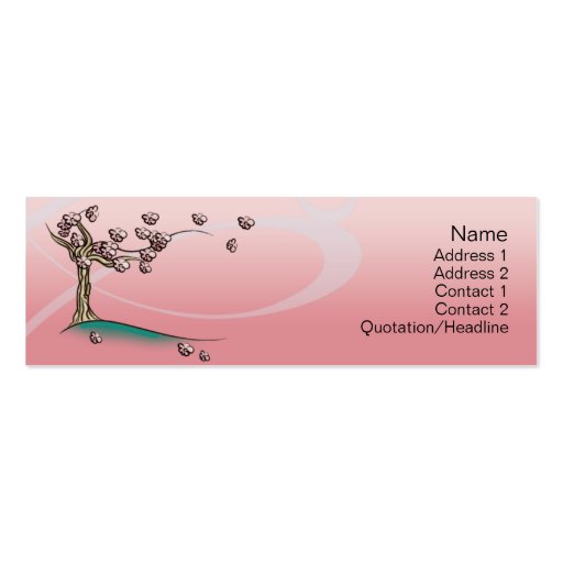 Pink  Blossom - Skinny Business Card Template (front side)