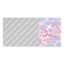 Pink Blossom Skull Customized Photo Card