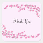 Pink Blossom Thank You Square Sticker
