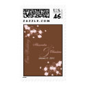 Pink Blossom Wedding Invitation Announcement postage by Ruxique Pink Blossom Wedding Invitation Announcement postage