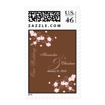 Pink Blossom Wedding Invitation Announcement Postage Stamp
