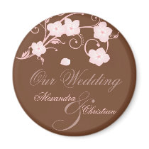 Pink Blossom Wedding Save The Date Announcement magnets