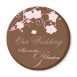 Pink Blossom Wedding Save The Date Announcement Fridge Magnets