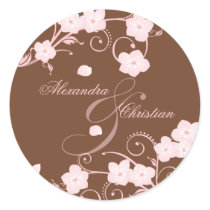 Pink Blossom Wedding Save The Date Announcement stickers