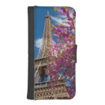 Pink Blossoming Tree Below The Eiffel Tower Phone Wallets