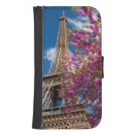 Pink Blossoming Tree Below The Eiffel Tower Phone Wallet Cases