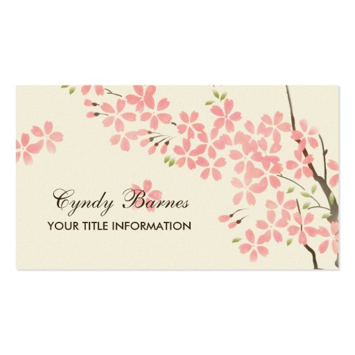Pink  Blossoms Business Card (front side)