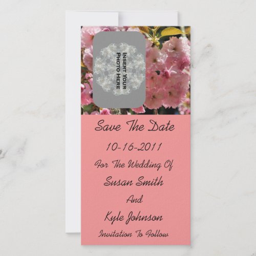 Pink Blossoms Wedding Save The Date Photo Card photocard