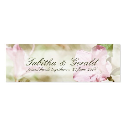 Pink Blossoms Wedding TinyThank You Cards Business Card Template (back side)