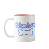 Pink & Blue Afghan Hound mugs by MenagerieMayhem Pink & Blue Afghan Hound mugs