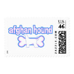 Pink & Blue Afghan Hound Postage Stamps