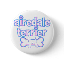 Pink & Blue Airedale Terrier buttons by MenagerieMayhem Pink & Blue Airedale Terrier buttons