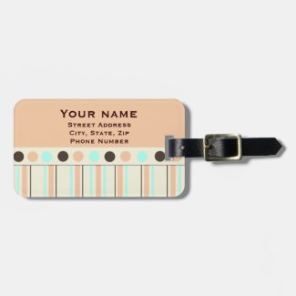 Pink, Blue and Brown Striped Luggage Tag
