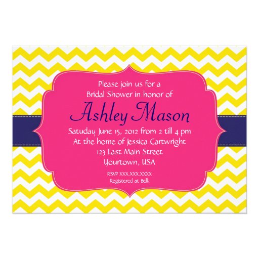 Pink, Blue and Yellow Chevron Shower Invitation