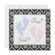 Pink Blue Baby Feet Footprint Gender Reveal Party Custom Invites