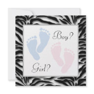 Pink Blue Baby Feet Footprint Gender Reveal Party Invites