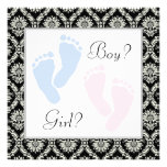Pink Blue Baby Feet Footprint Gender Reveal Party Custom Invites