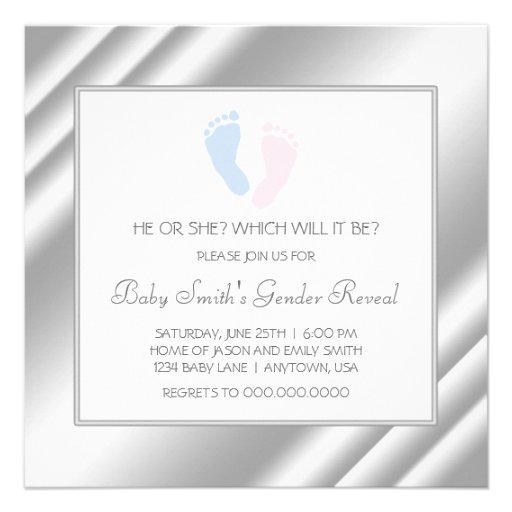 Pink Blue Baby Feet Footprint Gender Reveal Party Invites