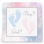 Pink Blue Baby Feet Footprint Gender Reveal Party Invite