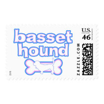 Pink & Blue Basset Hound Postage Stamps