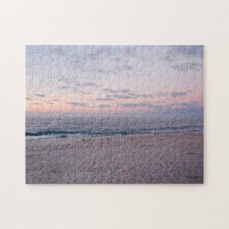 'Pink & Blue Beach at Dawn' Jigsaw Puzzle