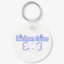 Pink & Blue Bichon Frise keychains