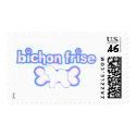 Pink & Blue Bichon Frise Postage Stamps by MenagerieMayhem Pink & Blue Bichon Frise Postage Stamps