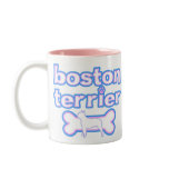 Pink & Blue Boston Terrier mugs