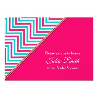 Pink blue bridal shower PERSONALIZE 5x7 Paper Invitation Card