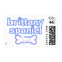 Pink & Blue Brittany Spaniel Postage Stamps by MenagerieMayhem Pink & Blue Brittany Spaniel Postage Stamps